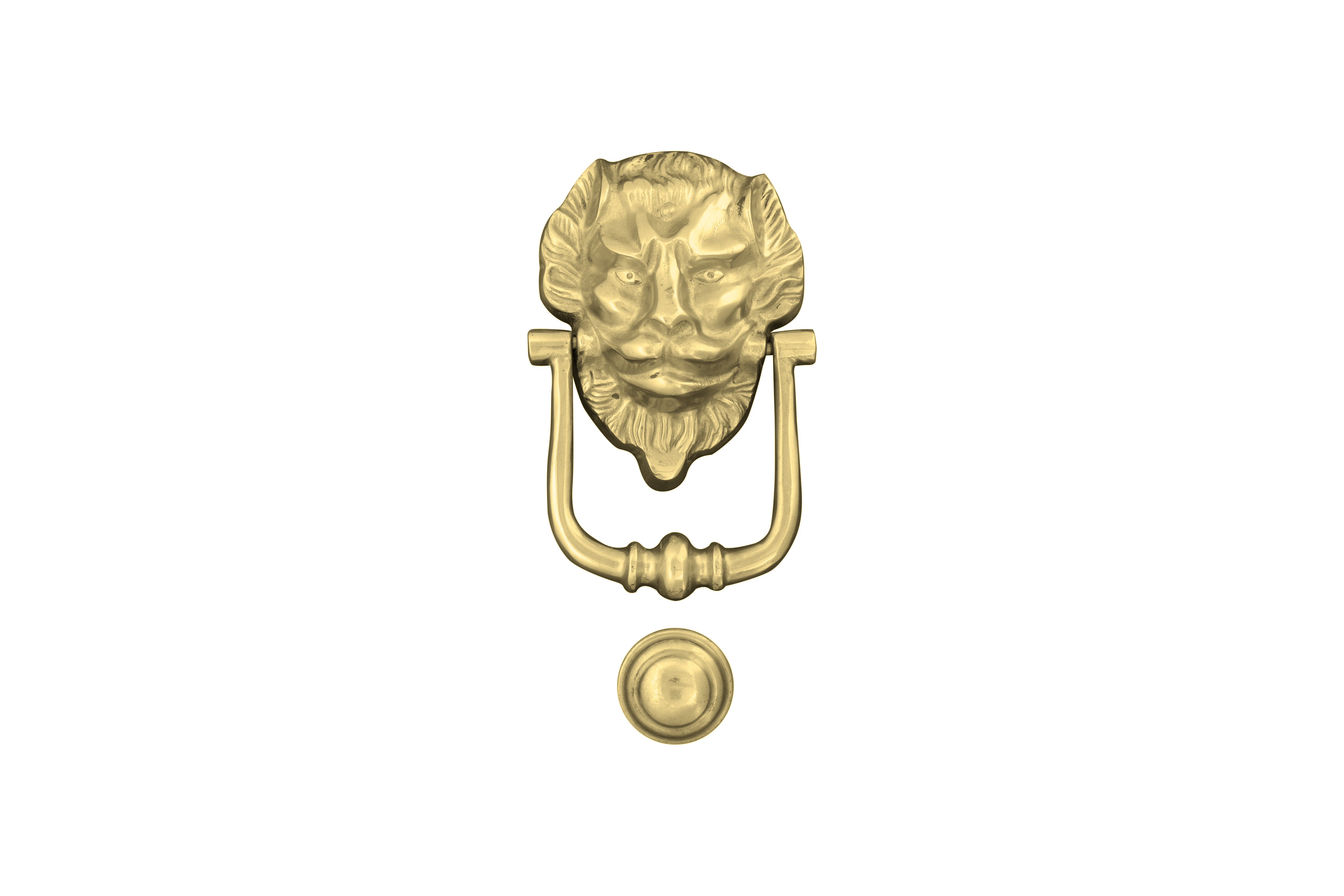 Lion knocker with plate in brass